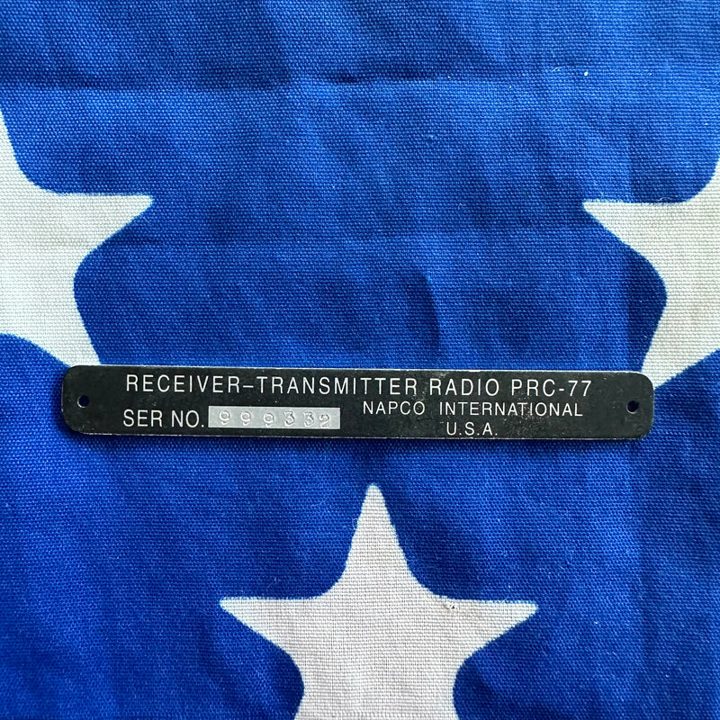 NOS Transmitter Receiver Radio PRC-77 NAPCO Data Plate