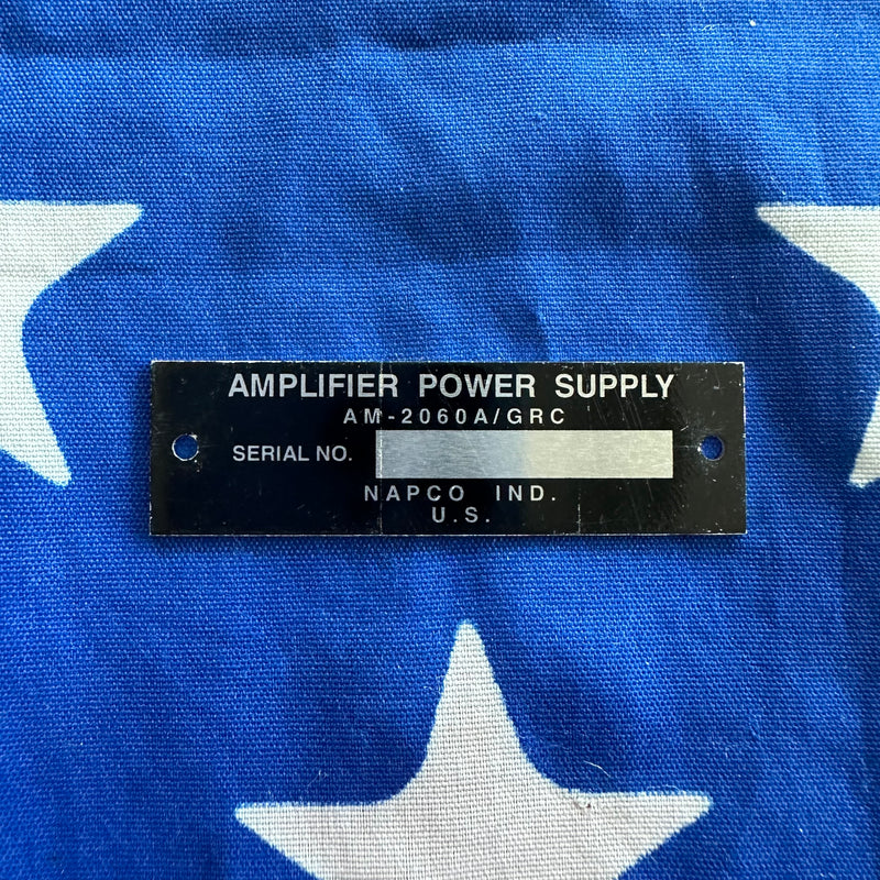 NOS Amplifier AM-2060 NAPCO Data Plate
