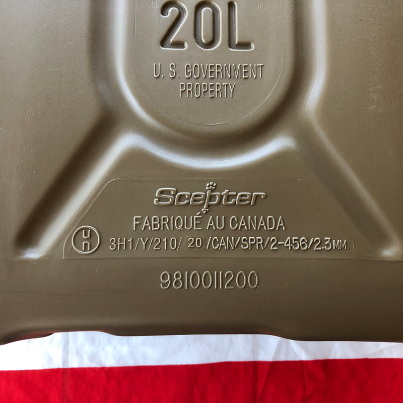 NOS Scepter Mfg Military Field Drab Plastic Fuel Can