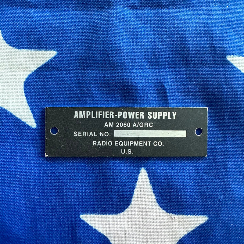 NOS Amplifier AM-2060 Data Plate