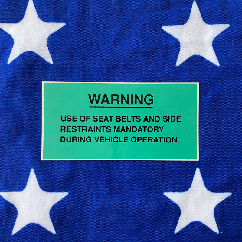 M151 Series NOS ROPS Seat Belt Decal – M151 Parts